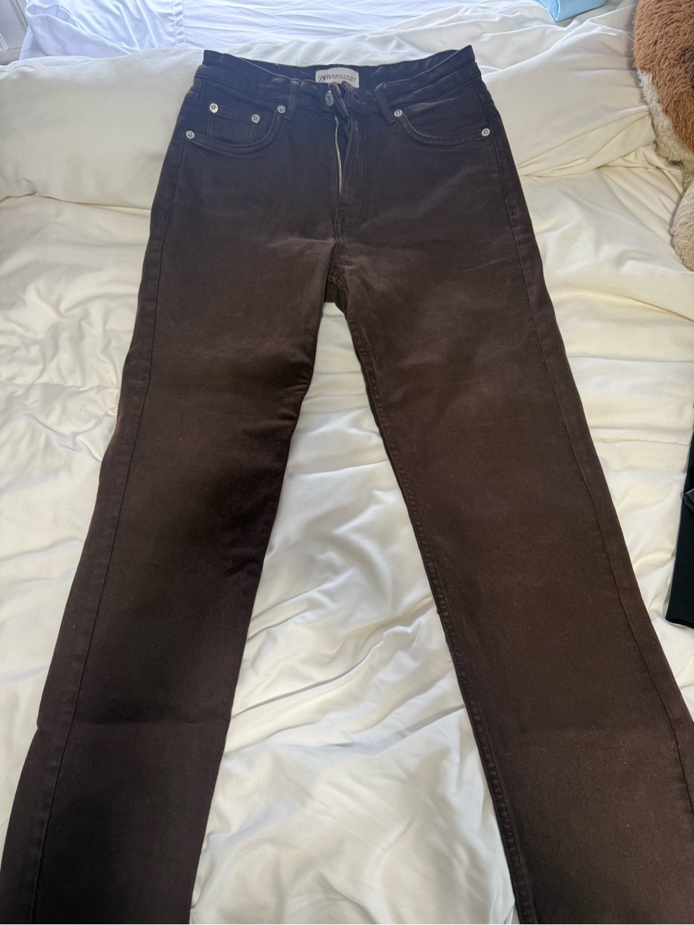 Zara Women's Straight-Leg Jeans in Dark Brown